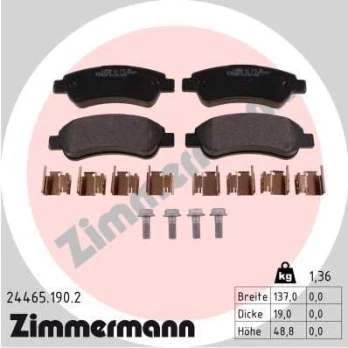 Stabdžių trinkelių rinkinys, diskinis stabdys ZIMMERMANN 24465.190.2