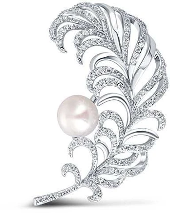 Jwl Luxury Pearls Beautiful pearl brooch Feather JL0699