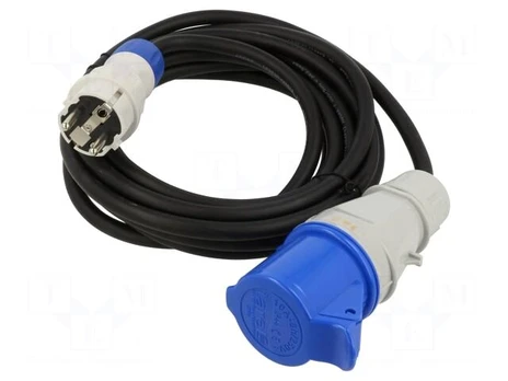 Extension lead | 3x2.5mm2 | Sockets: 1 | rubber | black | 5m | 16A | EXTREM
