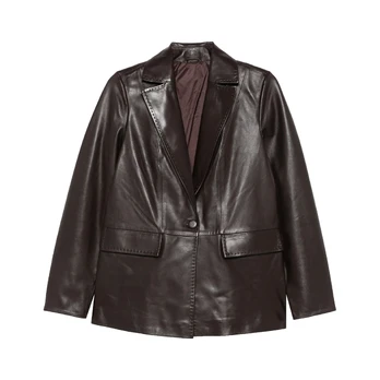 Odinė striukė moterims, Ruda, Leather jacket