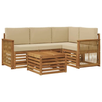 Lauko sofos komplektas 5 pcs Natūralus ir bežinis