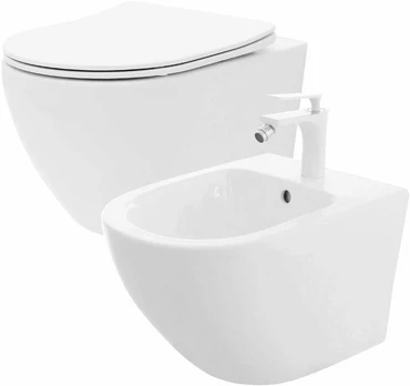 rea Klozetas WC Carlo Flat Mini Rimless + Bide Carlio Mini