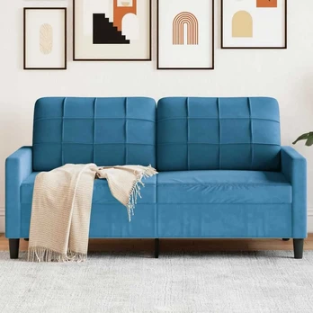 Dvivietė sofa, mėlynos spalvos, 140cm, aksomas