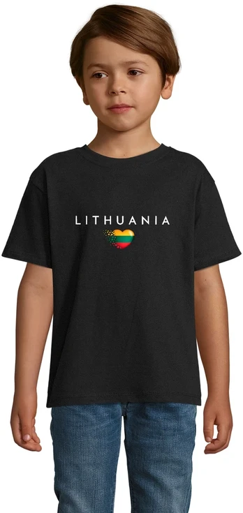 Vaikiški juodi marškinėliai Lithuania (baltas)