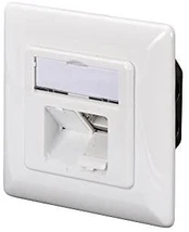Digitus CAT 6A Class EA network outlet,shielded,2xRJ45,LSA pure white, flush mount, horizontal cable install. | DN-9008-1