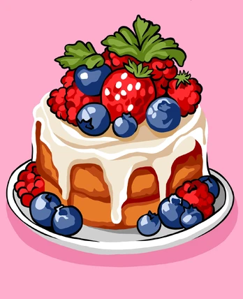 Paint by Numbers kit "Berry cake" 16.5x13 cm MINI309 0425