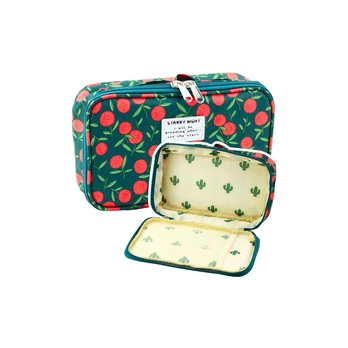 Lean Pieštukas Case School Organizer Kosmetinis krepšelis Pocket Cherries Žalias 22.5cm