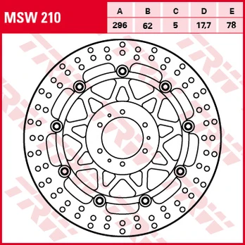 Stabdžių diskas MSW210 Priekis plaukiojantis TRW 300/62/5mm/78mm