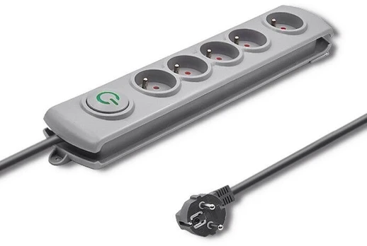 QOLTEC Surge protector 5 sockets 1.8m gr | 50270