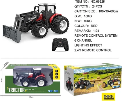 Nauja Traktorius ir buldozeris R/C 1:24 Raudonas