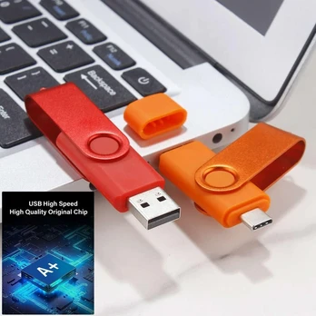 Usb C atmintinė 8gb, Otg, metalinė, oranžinė