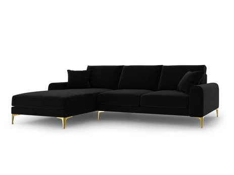 Minkštas kampas Mazzini Sofas Madara, veliūras, juodas/auksinės spalvos