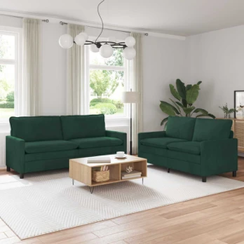 Sofa Sofos komplektas 2 pcs Tamsiai žalia Aksomas