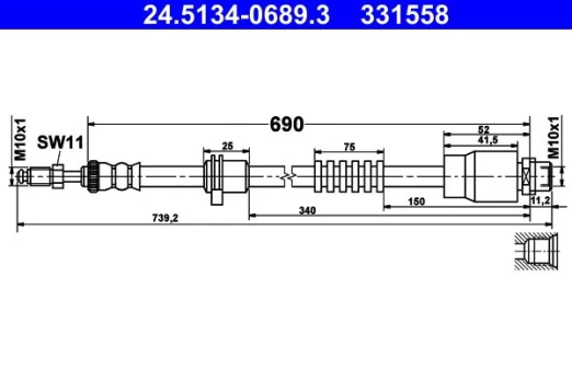 ATE 24.5134-0689.3 Brake hose