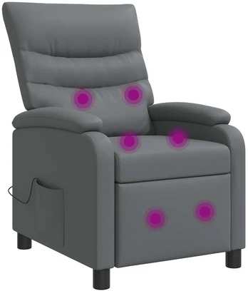 Fotelis Masažinis atlošiamasis krėslas Pilka Dirbtinė oda