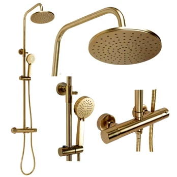 Dušo komplektas su termostatu REA Parot, Brushed Gold