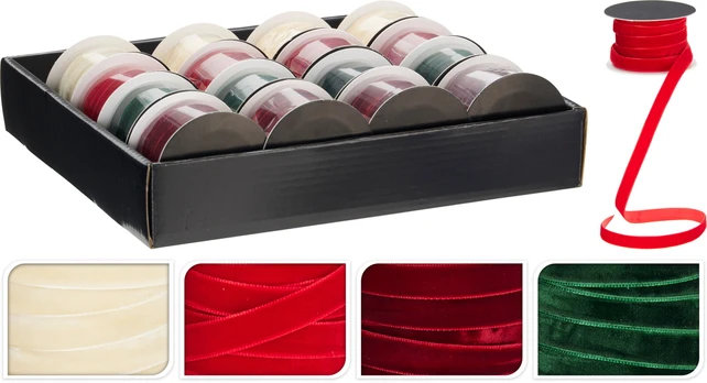 Dovanų pakavimo juostelė VELVET, 4 spalvos, 20 m
