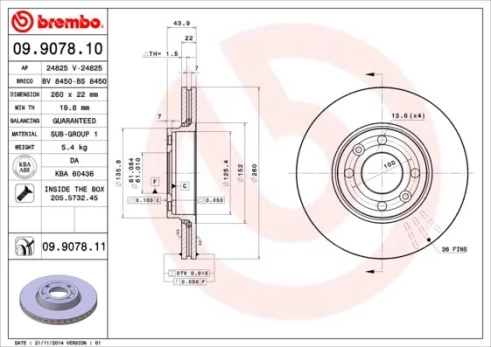 BREMBO 09.9078.11 Brake Disc
