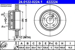 ATE 24.0122-0224.1 Brake Disc
