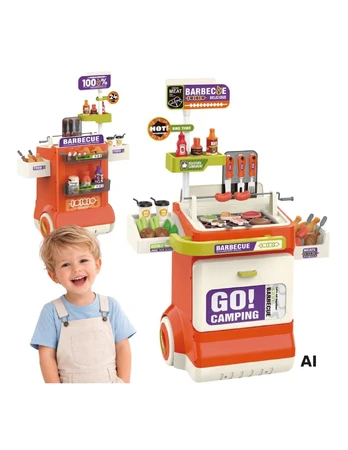 WOOPIE Interactive BBQ Grilling Cart 51-piece Grilis Stand Real Grilling Effects