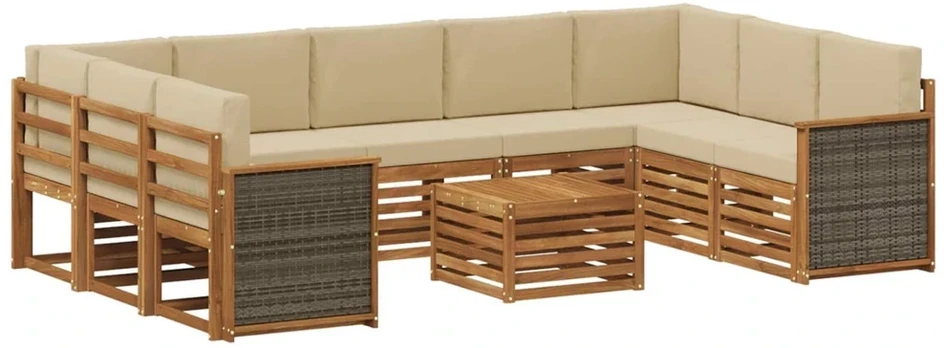 Lauko sofos komplektas 10 vnt. Natūrali