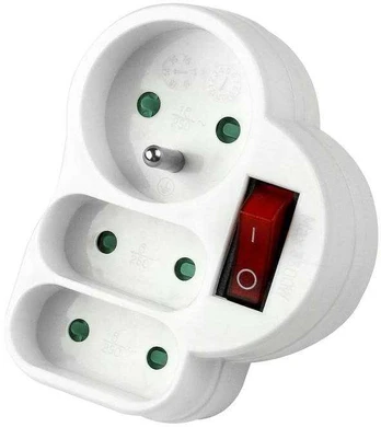 Konnoc DX-FZBK 1 x round 2 x flat socket with switch