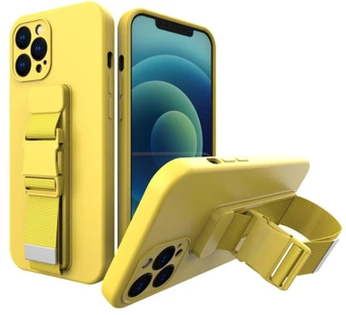 Dėklas su dirželiu Rope case gel TPU iPhone 13 Pro Geltonas