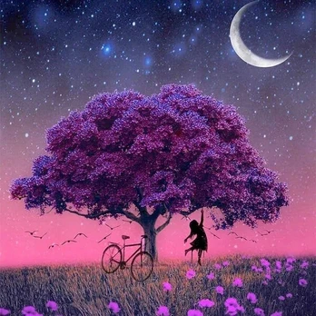 Deimantinė mozaika violetinis medis, 30x30cm