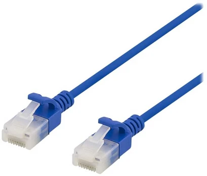 DELTACO U/UTP Cat6a patch cable, slim, 3,5mm diameter, 2m, mėlynas