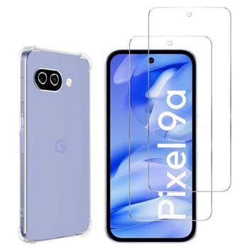 Antishock dėklas Google Pixel 9a ir 2 grūdinti stiklo ekrano apsaugos plėvelė Phonillico®