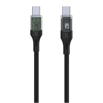 Fixed Cable USB-C/USB-C with display, PD support, 2m, USB 2.0, 100W FIXDD-CC2-BK