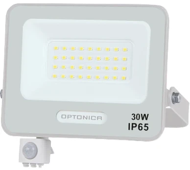 30W LED prožektorius su judesio davikliu, baltas, 3000K