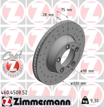 Stabdžių diskas ZIMMERMANN 460.4508.52