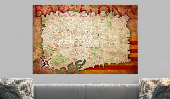 Artgeist Kamštinis paveikslas - Map of Barcelona [Cork Map]
