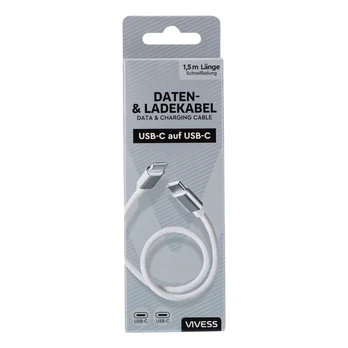 Duomenų ir įkrovimo kabelis iš USB-C į USB-C VIVESS