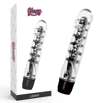 Glossy Lenny Black - Ergonomic Intimate Device, 14 cm, Waterproof TPE
