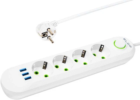 Išpardavimas // 98-223# Przedłużacz sieciowy ps-420 4-gniazda 3xusb 2m biały 2x1mm