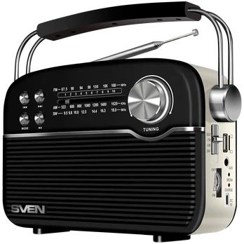 Speaker SVEN SRP-500, black (3W, Bluetooth,FM/AM/SW, USB, microSD, AUXt, battery)
