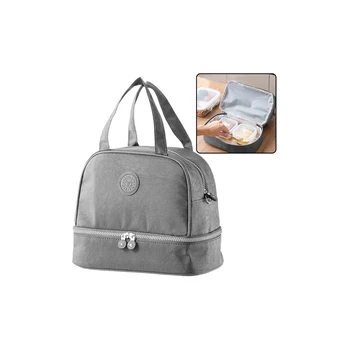Lean Thermal Insulating Breakfast Bag with Adjustable Belt Gray 27cm