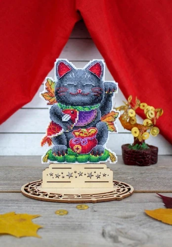 Cross stitch kit "Black maneki-neko" SR-920