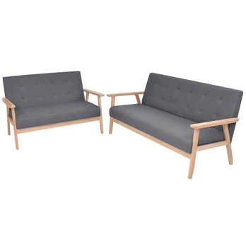 Dvivietė sofa, audinys, tamsiai pilka