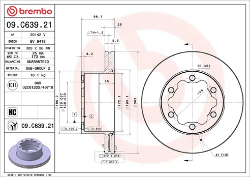 Stabdžių diskas BREMBO 09.C639.21