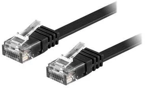 DELTACO U/UTP Cat6 patch cable, flat, 1m, 250MHz, juodas