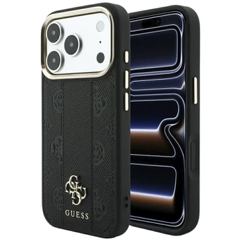 Case Guess Stripe Peony 4G Logo MagSafe for iPhone 18 Pro Max / iPhone 17 Pro Max black