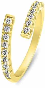 Brilio Silver Delicate auksinis-plated open ring with zircons RI144Y