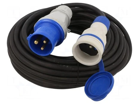 Extension lead | 3x2.5mm2 | Sockets: 1 | rubber | black | 10m | 16A