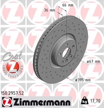 Stabdžių diskas ZIMMERMANN 150.2957.52