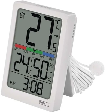 EMOS Skaitmeninis termometras with Hygrometer, Wired Sensor, Alarm Clock E0558P