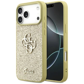 Dėklas Guess Fixed Glitter Big 4G do iPhone 17 Pro Max auksinė
