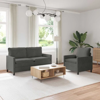 Sofa Sofos komplektas 2 pcs Tamsiai pilka Audinys